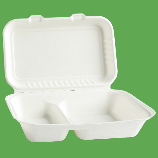 Bagasse Hinged lid 2-comp