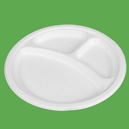 Bagasse Plate round 10" 3-comp